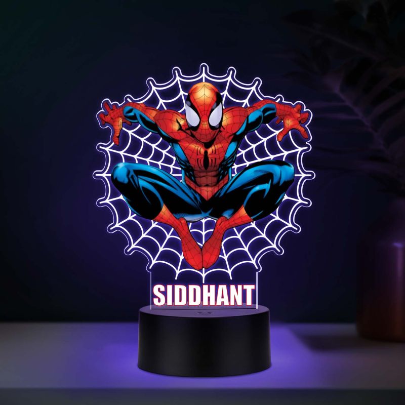 Personalized SpiderMan369 UV Print 7-Color 3D Illusion Night Light – Custom Name Lamp Marvel Superhero Gift for Boys